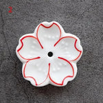 porte bâtonnets encens fleurs stylisées céramique artisanal rose bleu vert blanc jaune pâle marine