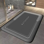tapis bain moderne gris motif BATHROOM texture douce absorbant rapide antidérapant polyester