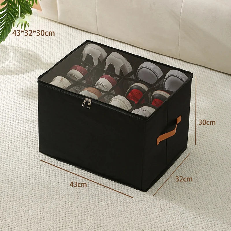 boîte rangement chaussures pliante anti poussière moderne 14 paires tissu polyester respectueux environnement compartments