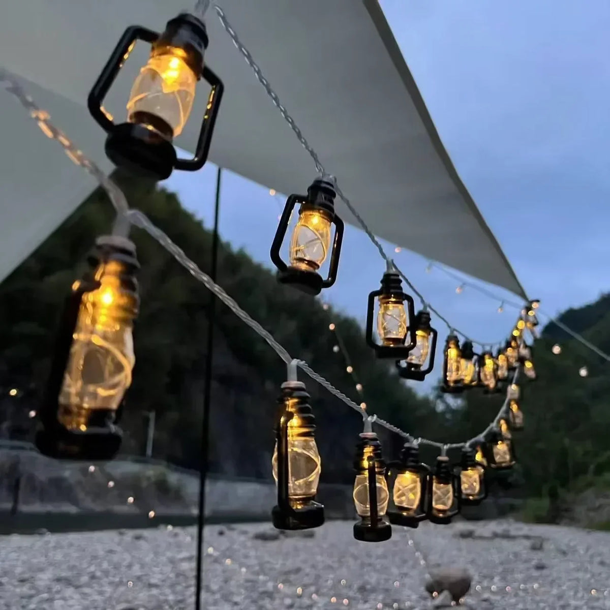 guirlande lumineuse solaire transparente vintage noir fairy lights décoration extérieure led street garland festive