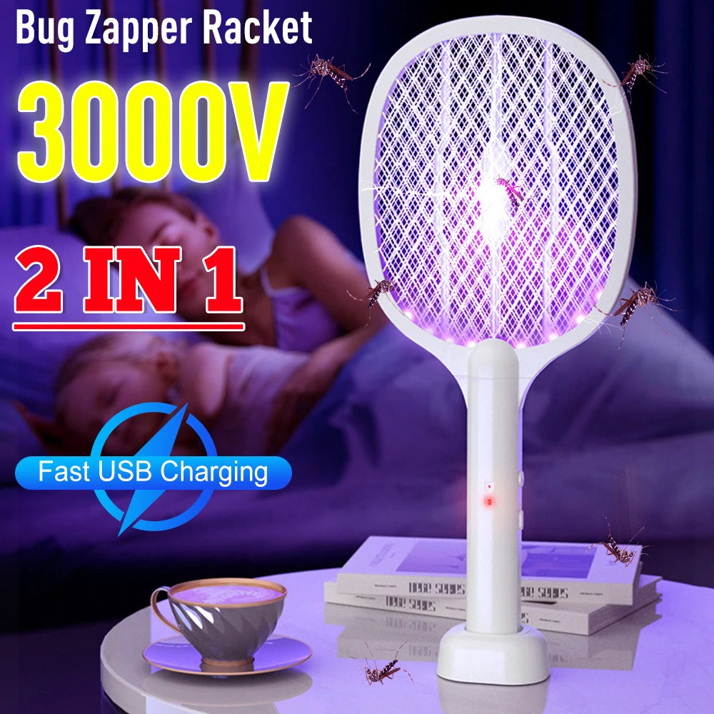 tueur moustiques électrique rechargeable usb 230v racket lampe 3000v moderne abs