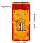 rideau tibétain brodé motifs géométriques tissu coloré jaune rouge vert bleu blanc orange