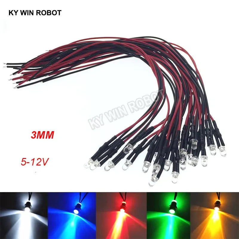 diodes led transparentes opalescentes standard couleurs clignotantes fil noir rouge 12v arduino diy