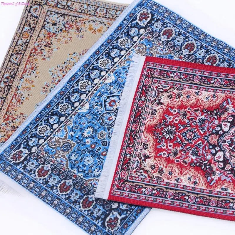 tapis miniature oriental enfant jeu transport floral géométrique franges couleur