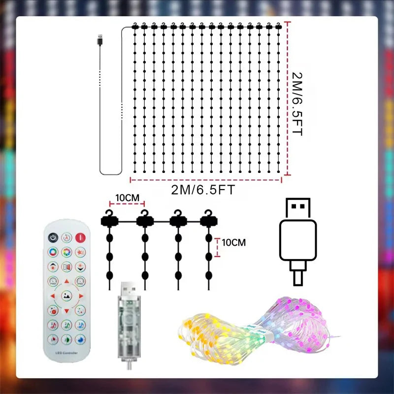 rideau lumineux led multicolore pixel art noel synchronisation musicale diy moderne