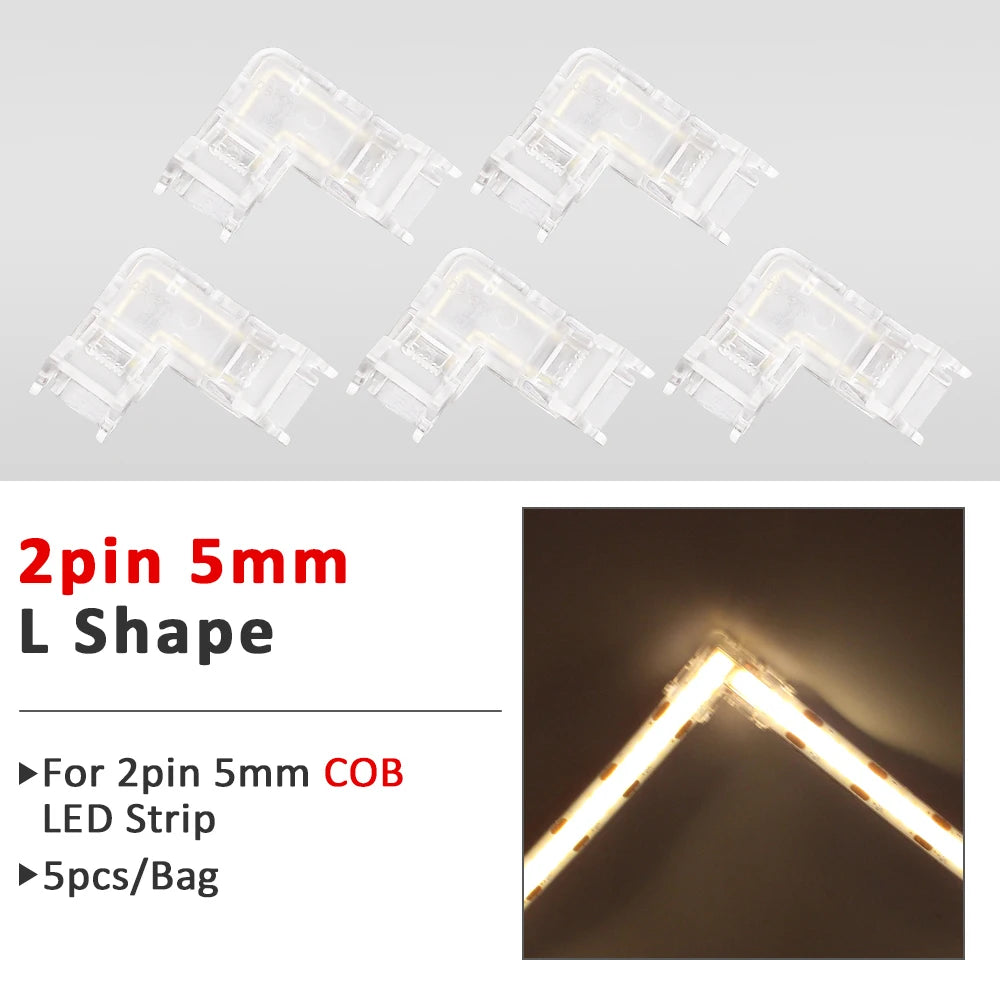 connecteurs ruban led cob smd transparent modernes adhésifs 5mm 8mm 10mm(rgb cct)