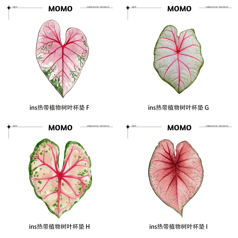 coasters feuilles tropicales vert blanc rose moderne respectueux environnement set 4pcs 5pcs
