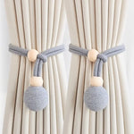 corde rideaux tressée beige rose noir moderne boules bois fixations rustique
