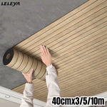 panneau décoratif moderne rayures horizontales adhésif pvc résistant beige clair mur autocollant