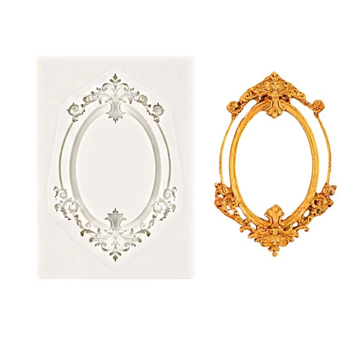 cadres decoratifs blanc or ornements floraux classique baroque decoration gâteau photo fondant silicone moule