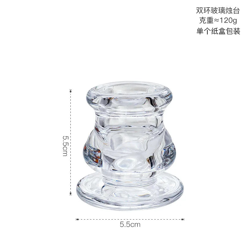 bougeoir classique transparent gravé décoration maison support bougie alliage métal rond opacité