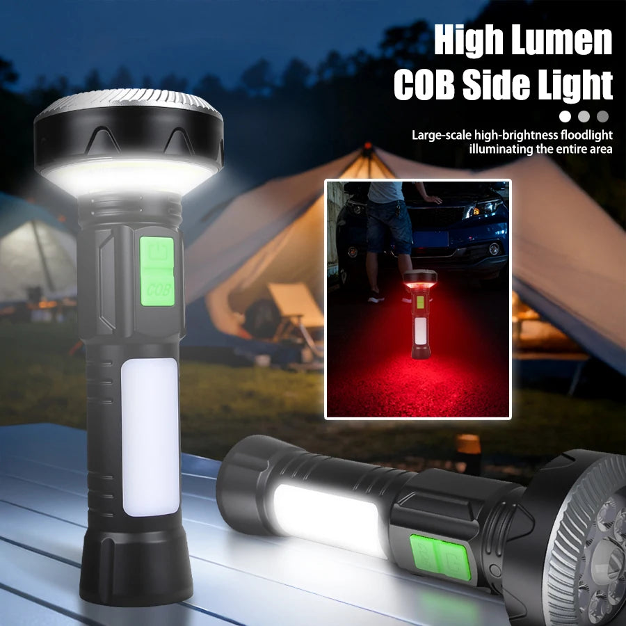 lampe torche rechargeable multifonction noire blanche verte aimant anti dérapante modes éclairage usb campingextérieururgence