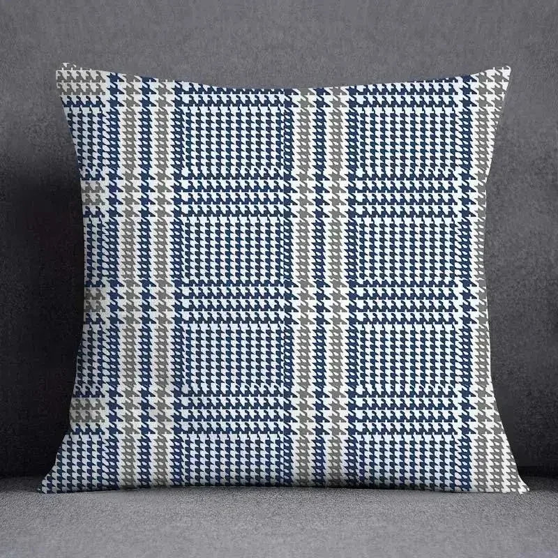 taies d'oreiller géométriques polyester bleu gris moderne maison 45x45cm non toxique respectueux environnement