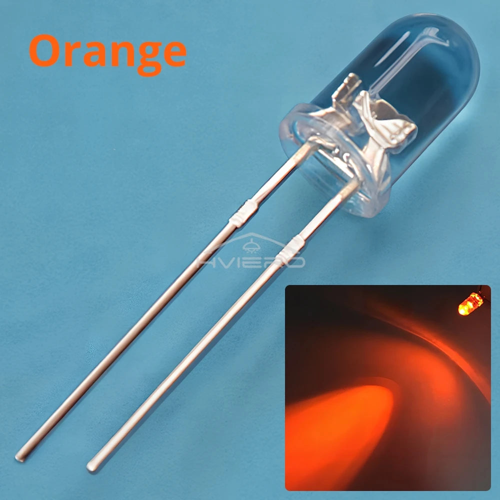 diodes led bleu vert rouge blanc chaud jaune rose violet orange 20000h 5mm round