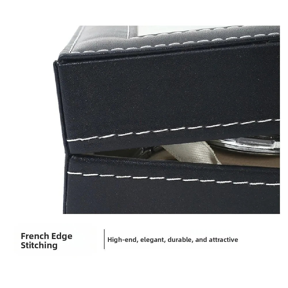 boîtes montres simili cuir noir classiques cadenas grilles variées rangement sécurisé