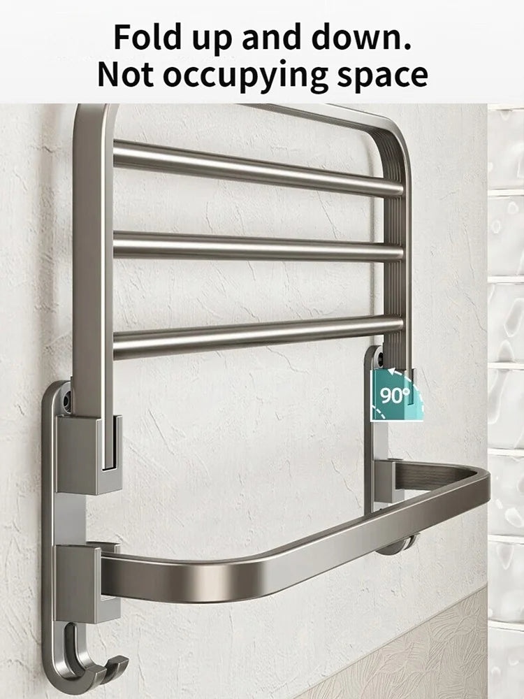 porte serviettes mural aluminium gris moderne serviettes coton brosse dents flacon savon fixations vis