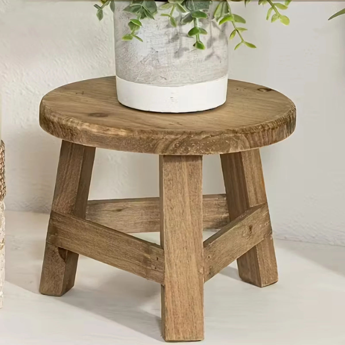 tabouret rustique bois naturel grain bois opaque jardiniere decoration intérieure miniature