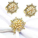 boucle serviette blanches strass dorés classique élégant clips serviettes fourchette couteau citron doré blanc