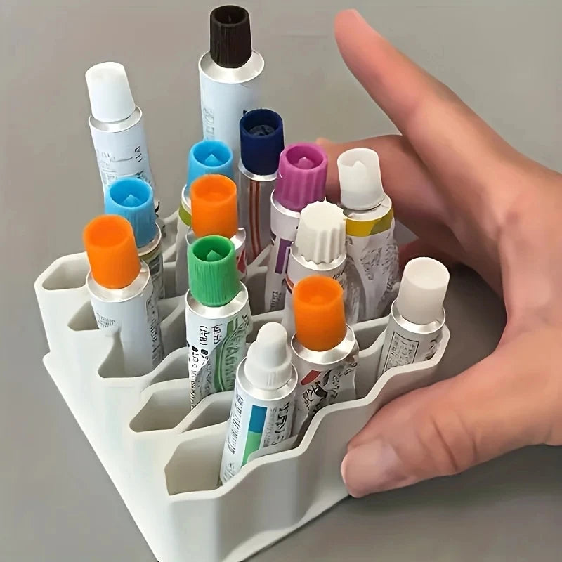 organisateur compartiments blanc tubes pinceaux stylos cartes sd câbles rangement minimaliste utilitaire