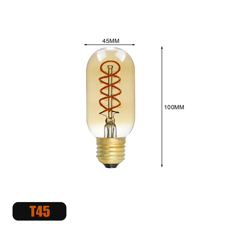 ampoules led spirale dorée vintage écolaire e27 220v 50000h 250 lumens doré translucent