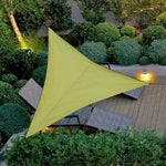 toile d'ombrage moderne jaune marron vert gris poly coton tringles fixations plein air camping