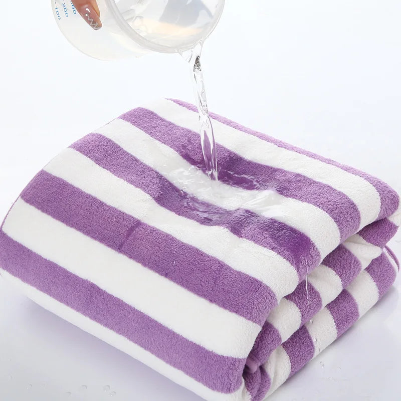 serviette bain rayée turquoises rapide séchage moderne large turquoise blanche bleu clair violet verte