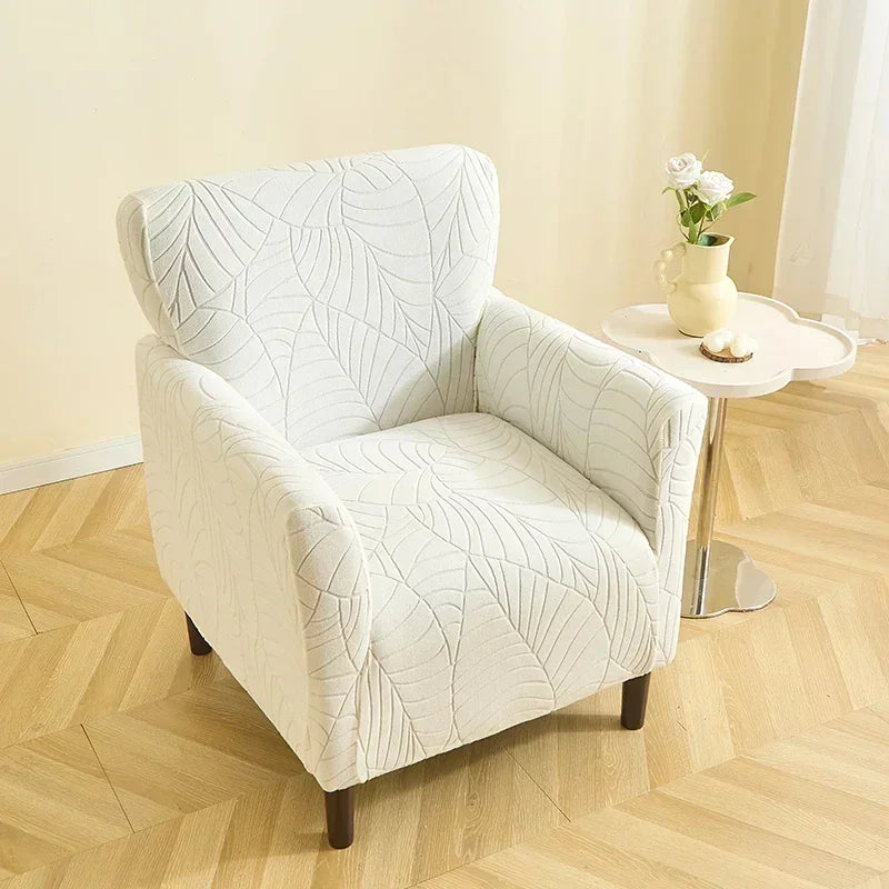 housse fauteuil moderne beige feuilles stylisées opaque adhésif entretien facile