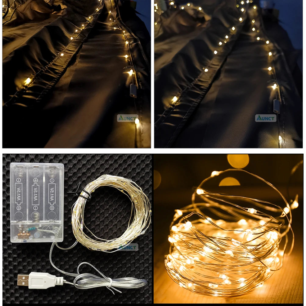 voile d'ombrage triangle beige tente soleil jardin extérieur guirlande lumineuse led usb