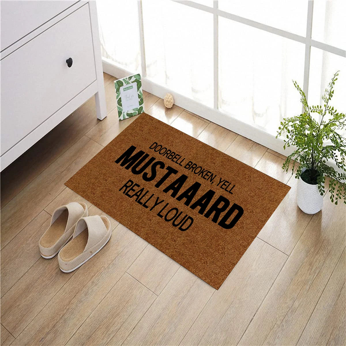 tapis d'entrée marron clair imprimé moderne antidérapant résistant corrosion porte sol extérieur