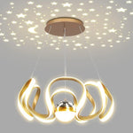 suspension lumineuse moderne noir doré boules lumière câbles suspendus forme circulaire ondulée