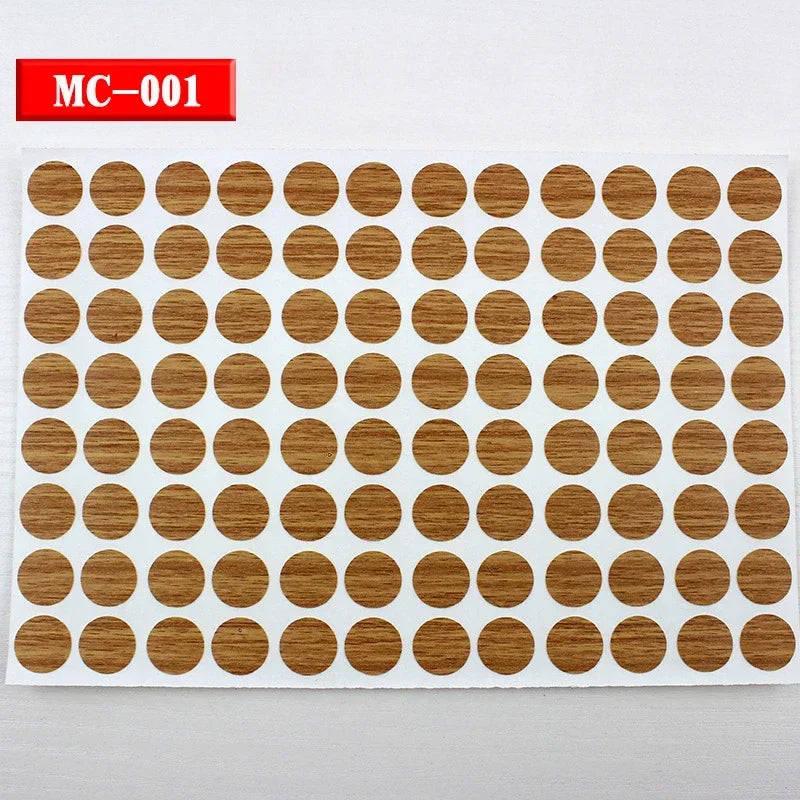 autocollants marron doré vis décoration tiroir meuble bois texture points circulaires résistants eau 96pcs