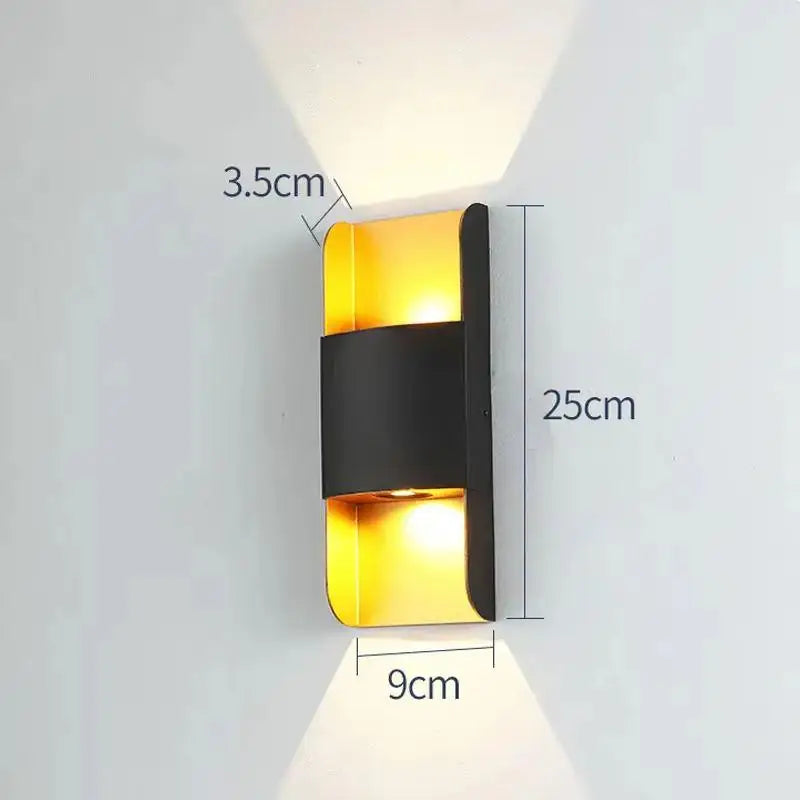 lampe murale moderne noir doré extérieure imperméable éclairage maison led ip65 hydrofuge