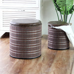 tabouret rangement bois couvercle amovible tissu beige entrée maison