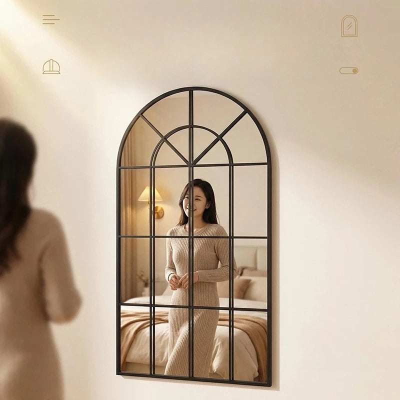 miroir noir moderne rétro géométrique ligne droite courbe mur chambre coucher