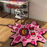 tapis cartoon rose motif visage antidérapant moderne original enfant tapisserie décoration intérieure toile joueurs