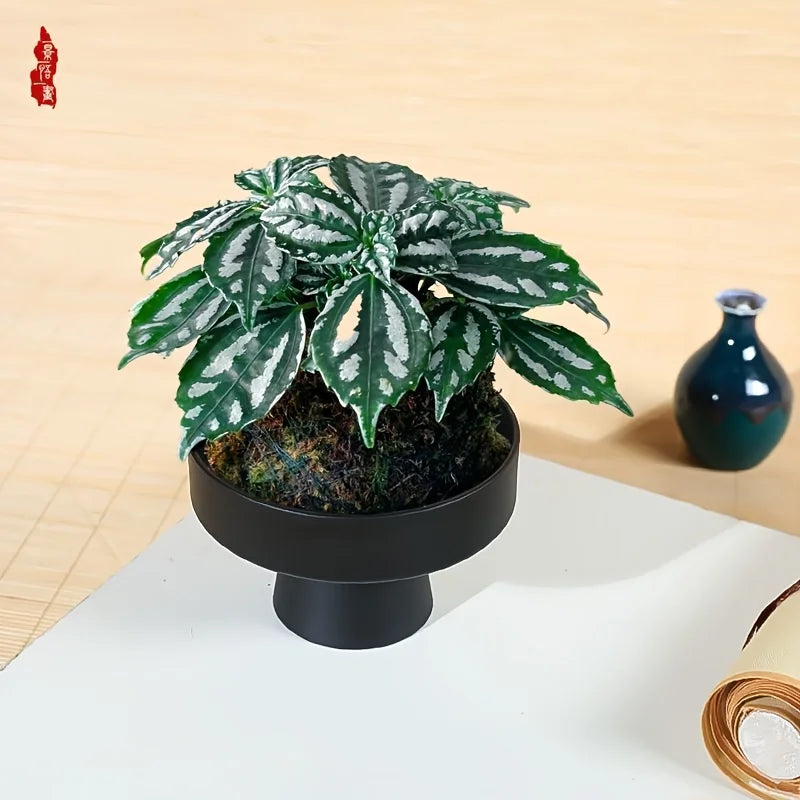 vase bleu foncé classique léger intérieur extérieur decoration maison pot plantes tapis bambou round