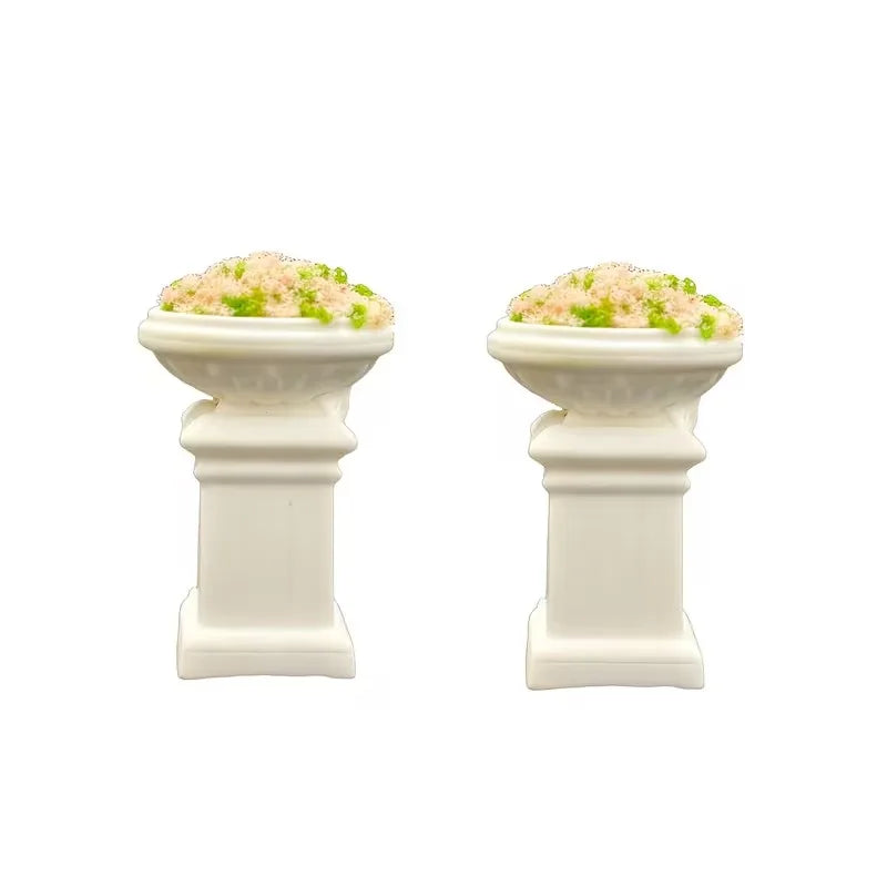 pots decoratifs miniature blanc ornements vert classiques decoration intérieure fleurs artificielles