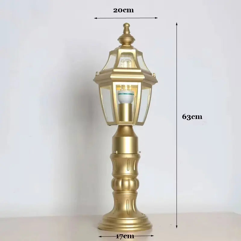 lampe jardin dorée classique ip65 aluminium ornéextérieur éclairage public led e27