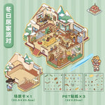 miniature maison multicolore adhésive cartoon personnages meubles accessoires bricolage enfant cadeau gratuit pincettes