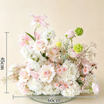 décoration florale artificielle bouquet mixte classique extérieur intérieur blanc vert rose
