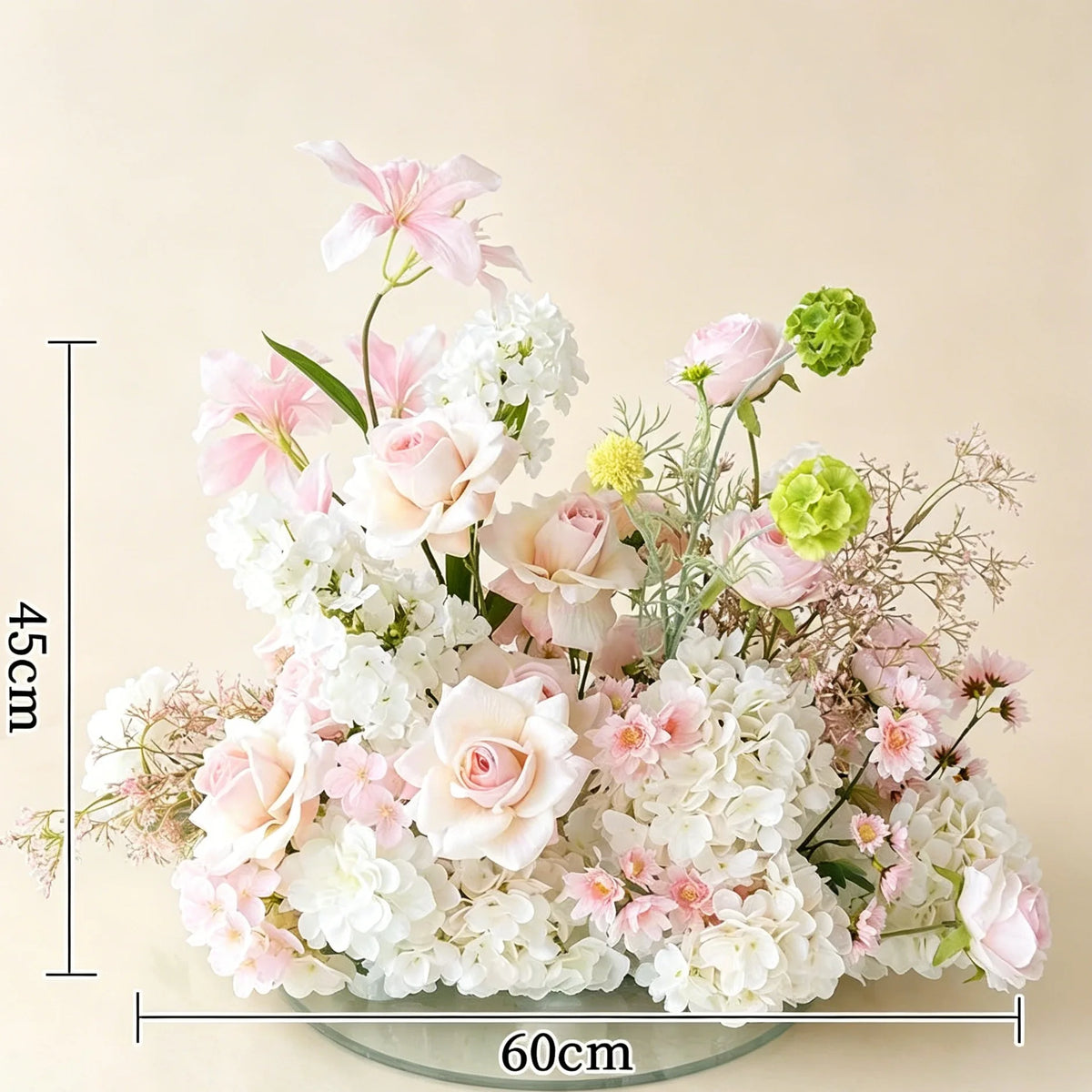 décoration florale artificielle bouquet mixte classique extérieur intérieur blanc vert rose