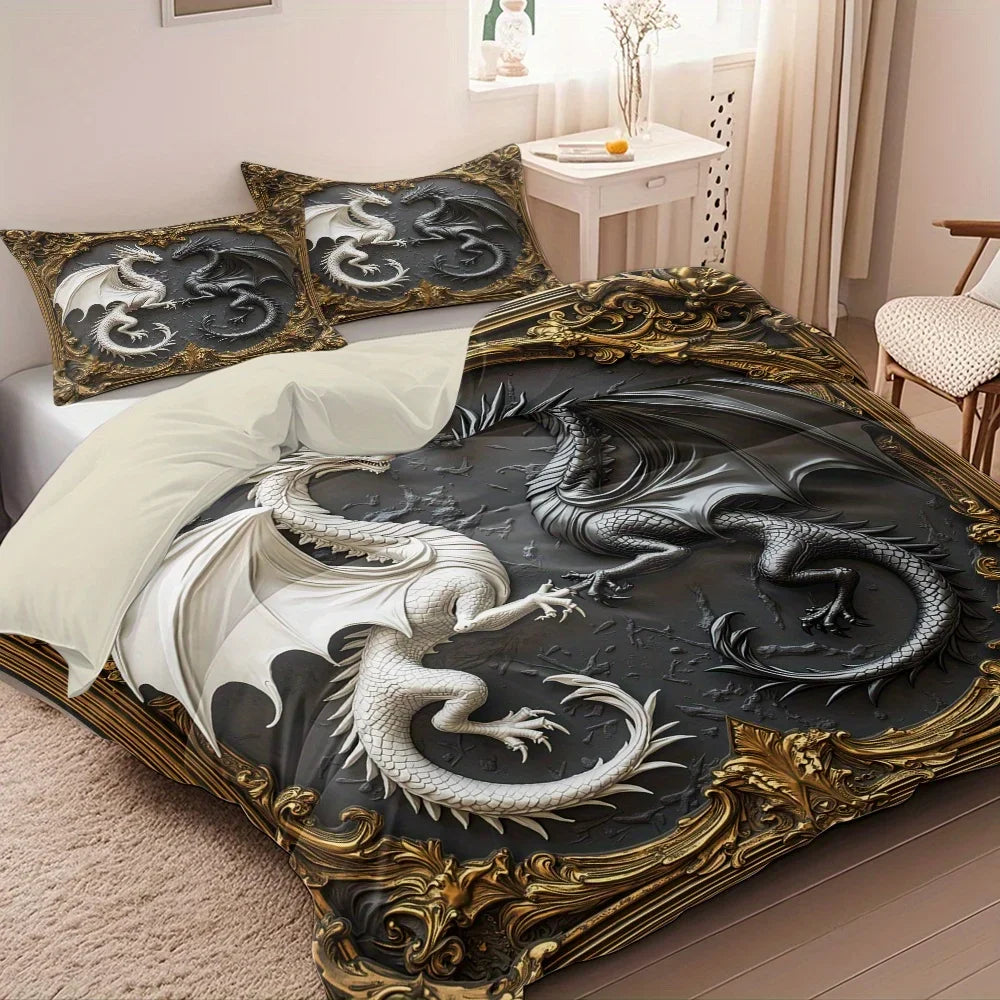 Linge de lit noir et blanc style moderne