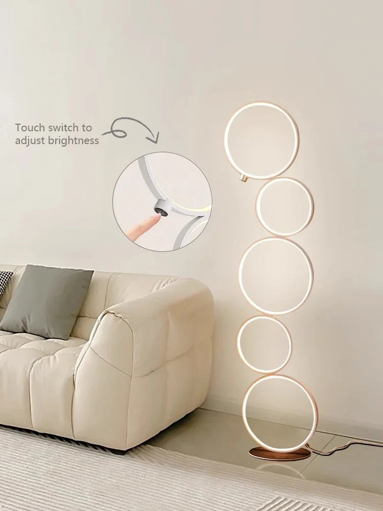 lampe sol moderne blanc circulaire relief minimaliste interrupteur tactile 2000 82000lm