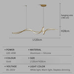 lampe suspendue moderne câble noir doré ondulé 120cm 140cm lumière froideversible