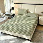 litreie moderne drap plat carreaux vertclair blanc opacité 3pièces single superking king queen twin