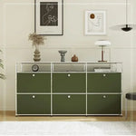meuble tiroirs vert olive moderne pieds roulants tiroirs bois métal