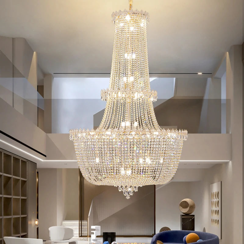 lustre cristal doré transparent classique chaîne ajustable ampoules e14 moderne chambre salon