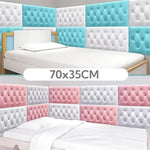 panneau tête lit moderne adhésif blanc rose clair bleu clair tufté diamant anti moissure