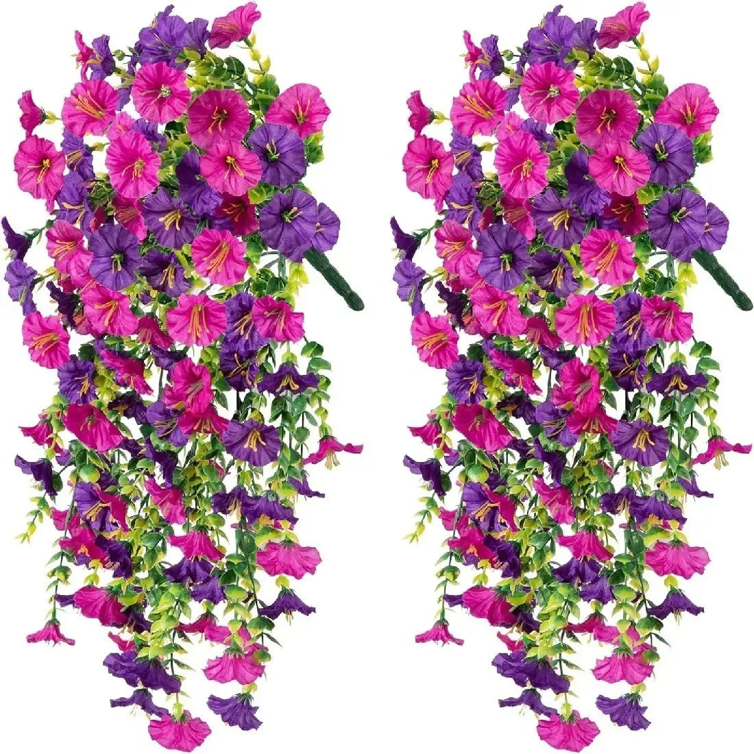 guirlande artificielle fleurs violettes roses jaunes modernes extérieures décoration jardin balcon