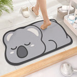 tapis bain absorbant antidérapant animaux cartoon noir blanc vert pandas koalas chats cochons